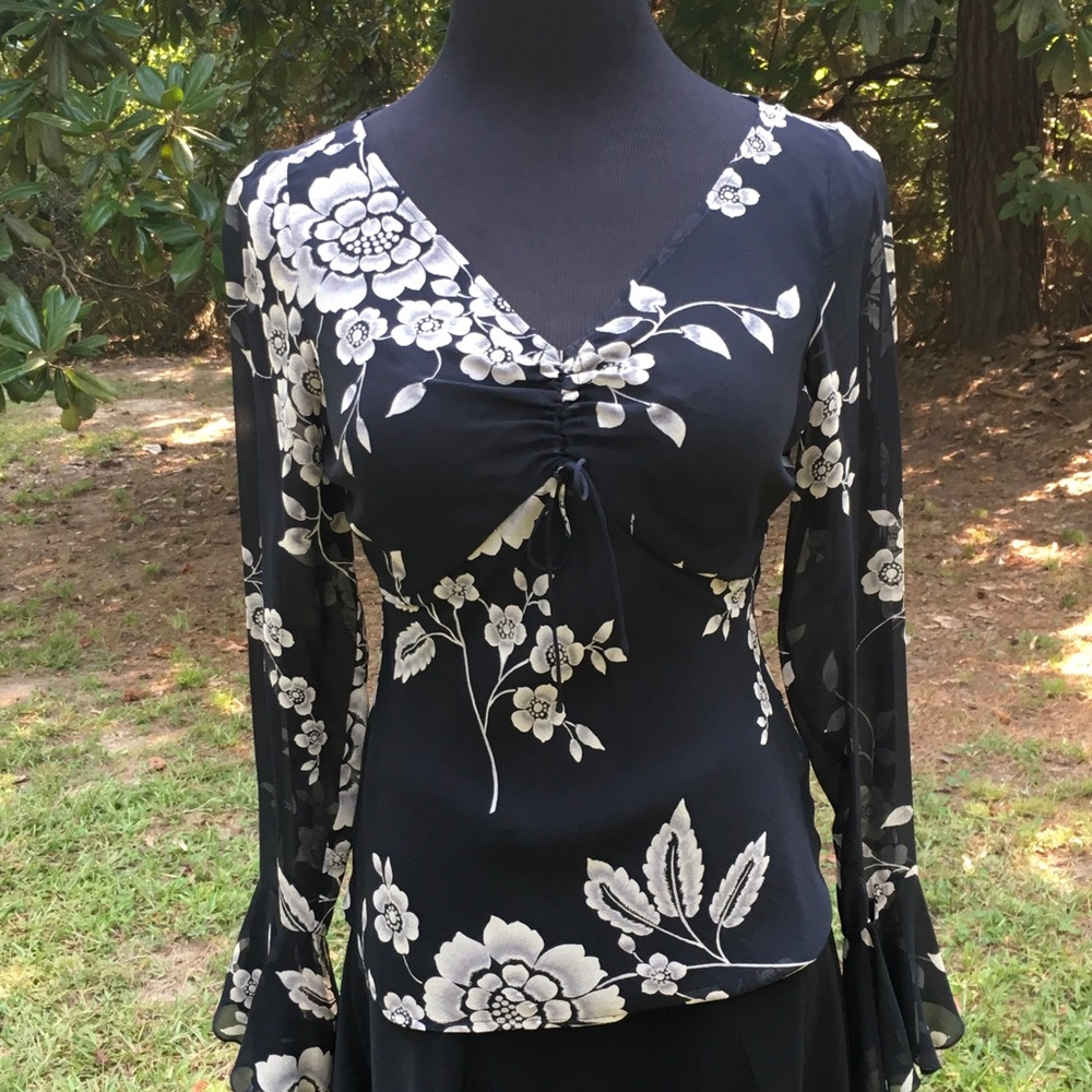 The Limited Sheer Silk Peasant Top